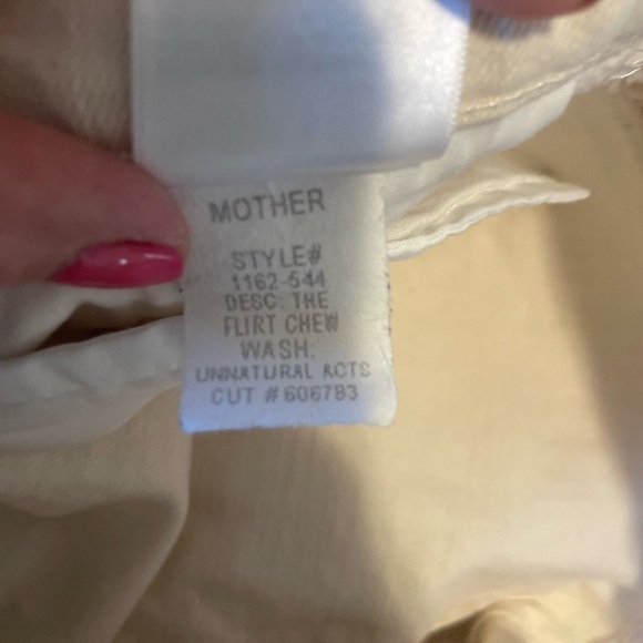 Mother Denim The Flirt Chew Ankle Unnatural Acts Ivory Straight Jeans Sz 25 High - Picture 10 of 16